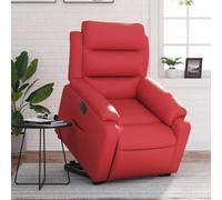 Mandloder Fauteuil de relaxation électrique avec aide au levage, cuir synthétique rouge, fonction allongée, poche latérale, 75 x 92,5 x 100 cm, pour salon, charge maximale : 110 kg