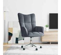 Mandloder Fauteuil de relaxation en velours gris foncé - Chaise pivotante à hauteur réglable avec roulettes - Fauteuil d'accent moderne pour le salon - Fauteuil lounge moelleux avec structure en acier