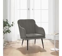 Mandloder Fauteuil gris foncé 63 x 76 x 80 cm, tissu velours, structure en métal, fauteuil rembourré confortable pour salon, chambre à coucher, coin lecture, détente, charge maximale 110 kg
