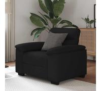 Mandloder Fauteuil lounge noir de 60 cm de large, en tissu robuste, avec structure en métal et bois, fauteuil simple confortable pour salon, bureau, chambre d'amis, capacité de charge maximale 100 kg