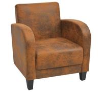 Mandloder Fauteuil marron, aspect daim, style rétro, cadre en bois, revêtement en cuir synthétique, 73 x 72 x 76 cm, fauteuil de salon confortable pour salon, bureau