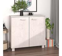 Mandloder Hamar Buffet blanc 85 x 35 x 80 cm, pin massif, 2 portes, espace de rangement pour salon, couloir, salle à manger