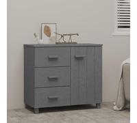 Mandloder Hamar - Buffet gris foncé - 90 x 40 x 80 cm - En pin massif - Commode avec 1 porte et 3 tiroirs - Espace de rangement pour salon, couloir, chambre à coucher