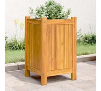 Mandloder Jardinière en bois massif d'acacia - 31 x 31 x 50 cm - Jardinière robuste avec sac non tissé - Pot de fleurs durable pour jardin, balcon, terrasse, plantes d'extérieur et d'intérieur