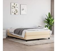 Mandloder Lit à sommier tapissier avec matelas, crème, 140 x 200 cm, housse en tissu, ressorts ensachés, confort moyennement dur, avec surmatelas, pour un sommeil réparateur