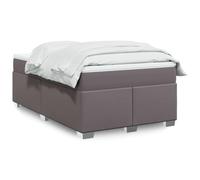 Mandloder Lit à sommier tapissier avec matelas, gris, 120 x 200 cm, cuir synthétique, ressorts ensachés, surmatelas, cadre de lit stable pour un sommeil réparateur