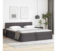 Mandloder Lit avec Rangement et LED RGB Gris 160x200cm, Cadre en Cuir Synthétique Luxe, Mécanisme de Levage Hydraulique, Tête de Lit Confortable, Matelas Inclus