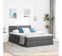 Mandloder Lit coffre moderne avec matelas, gris foncé, 140 x 200 cm, structure métallique robuste, élévateur hydraulique, tête de lit en polyester, pour deux personnes, grand confort de sommeil