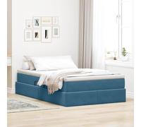 Mandloder Lit de rangement en velours bleu foncé, 120 x 200 cm, avec matelas, système de levage hydraulique, design moderne, espace de rangement spacieux, cadre en métal