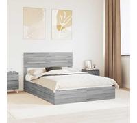 Mandloder Lit de Rangement Gris Sonoma 160x200 cm avec Tête de Lit Intégrée, Cadre Robuste en Bois d'Ingénierie Durable, Tiroirs Spacieux pour Optimiser l'espace Chambre Adulte