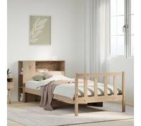 Mandloder Lit en bois de pin massif avec étagère intégrée, 100 x 200 cm, bois non traité, stable, durable, peu encombrant, pour un sommeil réparateur, sans matelas
