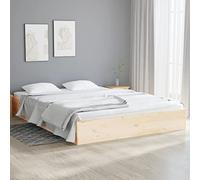 Mandloder Lit en bois massif 120 x 190 cm, bois de pin non traité, cadre de lit robuste avec lattes de contreplaqué, petit lit double pour chambre à coucher, design moderne, stable