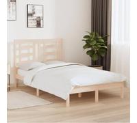 Mandloder Lit en bois massif 120 x 190 cm - Cadre de lit robuste avec tête de lit - Design moderne pour chambre à coucher - Bois non traité - 120 x 190 cm - Petit double