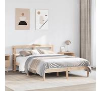 Mandloder Lit en bois massif 120 x 190 cm en pin non traité, avec têtes de lit, étagères, lattes de contreplaqué, stable, design autoportant, pour chambre à coucher
