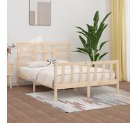Mandloder Lit en bois massif 150 x 200 cm, pin non traité, sommier à lattes, design moderne, cadre de lit king size, pour chambre à coucher, ton bois naturel