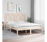 Mandloder Lit en pin massif 140 x 200 cm, en pin non traité, cadre de lit robuste avec tête de lit, durable pour chambre à coucher, adultes, adolescents, aspect bois naturel