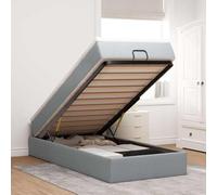 Mandloder Lit ottoman avec matelas gris clair, 90 x 200 cm, housse en tissu, ressorts ensachés, espace de rangement, mécanisme de levage hydraulique, surmatelas confortable, kit complet