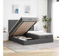 Mandloder Lit ottoman avec matelas, gris foncé, 180 x 200 cm, housse en tissu, ressorts ensachés, espace de rangement, surmatelas confortable, lit double, design moderne