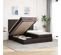 Mandloder Lit ottoman avec matelas, marron foncé, 160 x 200 cm, housse en tissu, grand espace de rangement, matelas à ressorts ensachés, surmatelas, lit double robuste