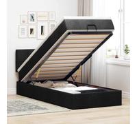 Mandloder Lit ottoman avec matelas, noir, 90 x 200 cm, housse en tissu, ressorts ensachés, grand espace de rangement, mécanisme de levage hydraulique, surmatelas confortable