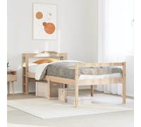 Mandloder Lit pour Personne Âgée 75x190 cm en Pin Massif avec Tête de Lit, Cadre Robuste, Hauteur Confortable 44 cm, Espace Rangement