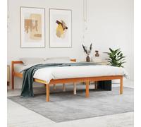 Mandloder Lit pour personnes âgées, marron cire, 160 x 200 cm, en pin massif, hauteur d'entrée surélevée, cadre de lit robuste, avec tête de lit, pour chambre à coucher