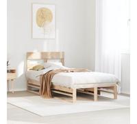 Mandloder Lit simple en bois massif 90 x 200 cm - En pin non traité - Cadre de lit simple avec sommier à lattes - Cadre de lit moderne pour chambre à coucher - Lit robuste sans matelas