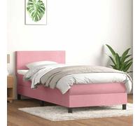 Mandloder Lit Sommier à Lattes Rose 90x210 cm en Velours avec Matelas Ressorts Ensachés, Tête de Lit Réglable, Surmatelas Confortable pour Chambre Adulte