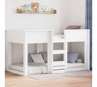 Mandloder Lit Superposé Enfants Blanc 75 x 190 cm, Cadre Robuste en Bois d'Ingénierie avec Lattes de Sécurité, Gain de Place pour Chambre Jumeaux
