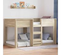 Mandloder Lit Superposé Enfants Chêne Sonoma 100x200cm, Cadre de Lit Robuste en Bois d'Ingénierie, Gain de Place, Lattes Incluses, Chambre Jumeaux