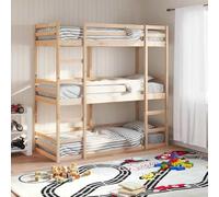 Mandloder Lit Superposé Triple 80x200 cm en Pin Massif pour Enfants, Cadre de Lit Robuste avec Échelle, Idéal Gain de Place Chambre