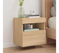 Mandloder Lot de 2 armoires murales avec éclairage LED, chêne Sonoma, 40 x 30 x 40 cm, flottantes, polyvalentes, pour salon et chambre à coucher