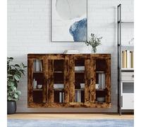 Mandloder Lot de 2 armoires murales en bois de chêne fumé, 69,5 x 34 x 90 cm, avec portes en verre, buffet polyvalent, pour salon, salle à manger