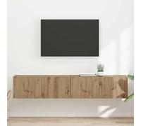Mandloder Lot de 2 armoires murales en chêne artisanal - 78,5 x 31 x 29,5 cm - Matériau du bois - Étagère TV flottante pour salon - Design moderne - Centre de divertissement mural avec portes