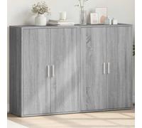Mandloder Lot de 2 buffets en matériau dérivé du bois robuste avec espace de rangement pour salon, couloir Gris Sonoma 60 x 31 x 84 cm