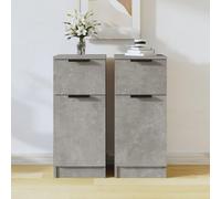 Mandloder Lot de 2 buffets gris béton, 30 x 30 x 70 cm, en bois dérivé du bois, avec porte et tiroir, design minimaliste, espace de rangement polyvalent pour salon, chambre à coucher et bureau