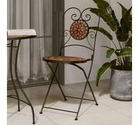 Mandloder Lot de 2 chaises de bistrot pliantes, mosaïque en terre cuite, en céramique et fer revêtu par pulvérisation, pour balcon, terrasse et jardin, peu encombrantes