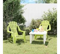 Mandloder Lot de 2 chaises de jardin pour enfants, vertes, en plastique polypropylène robuste, aspect bois, 37 x 34 x 44 cm, meubles de jardin pour enfants de 1 à 3 ans, idéales pour le jardin, la