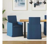 Mandloder Lot de 2 chaises de salle à manger, avec housse en tissu bleu, 57 x 67 x 95 cm, ergonomiques, avec roulettes, accoudoirs rembourrés, structure en métal robuste, charge maximale : 110 kg