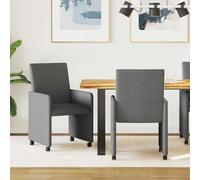 Mandloder Lot de 2 chaises de salle à manger avec roulettes - Gris foncé - Ergonomiques - Design moderne - Structure en métal - 57 x 66 x 94 cm - Pour une assise confortable