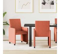 Mandloder Lot de 2 chaises de salle à manger avec roulettes - Tissu côtelé - Rouge/orange - Rembourrage ergonomique - 57 x 66 x 94 cm - Chaise de cuisine moderne pour salle à manger - Structure en