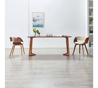 Mandloder Lot de 2 chaises de salle à manger - En cuir synthétique - Crème - Cadre en bois dur - Marron foncé - 53 x 52 x 70 cm - Design élégant et intemporel - Pour cuisine, salle à manger - Siège