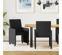Mandloder Lot de 2 chaises de salle à manger modernes avec roulettes - Revêtement en tissu noir - Ergonomiques - 57 x 66 x 94 cm - Confortables - Pour la maison - Chaises rembourrées et durables avec