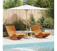 Mandloder Lot de 2 chaises longues de jardin marron en bois massif d'acacia 154 x 60 x 74 cm à bascule réglable pour terrasse, piscine