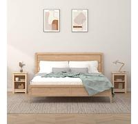 Mandloder Lot de 2 tables de chevet 40 x 35 x 55 cm en pin massif non traité avec espace de rangement, plateau de rangement robuste, pour chambre à coucher, design classique