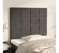 Mandloder Lot de 2 têtes de lit en velours gris foncé, 100 x 5 x 78/88 cm, hauteur réglable, pieds en bois robuste, design élégant pour lit et chambre à coucher, coussin dorsal confortable