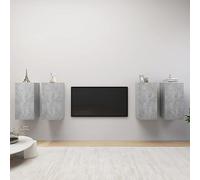 Mandloder Lot de 4 armoires TV flottantes en bois - Gris béton - 30,5 x 30 x 60 cm - Pour salon, chambre à coucher, centre de divertissement moderne avec espace de rangement