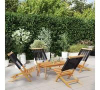 Mandloder Lot de 4 chaises de jardin pliantes en bois d'acacia massif, noires, résistantes aux intempéries, pliables pour balcon, terrasse et jardin, meubles d'extérieur robustes pour des heures de