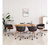Mandloder Lot de 6 chaises de salle à manger pivotantes avec revêtement en tissu gris contreplaqué et structure en métal - 59,5 x 58 x (66-74) cm - Hauteur réglable - Charge maximale : 110 kg - Pour