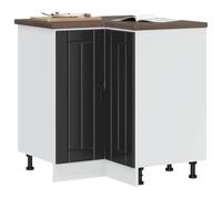 Mandloder Lucca Meuble de cuisine d'angle en bois noir 75,5 x 75,5 x 81,5 cm - Armoire de rangement durable - Pieds réglables - Portes pratiques - Grande capacité de charge - Pour rangement de cuisine